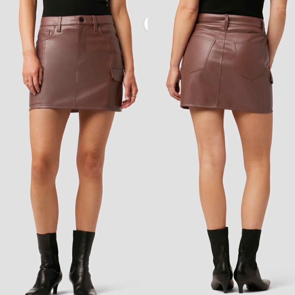Hudson Faux Leather Viper Mini Skirt Size 31 Cinnamon Neutral